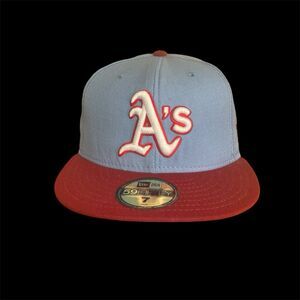 New Era 59FIFTY Oakland Athletics Fitted Cap Red /Blue Size 7 5950 Made In USA